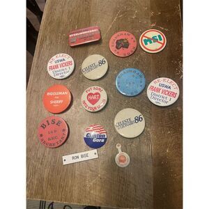 Vintage Political & Union Pinback Button Collection Lot of 13